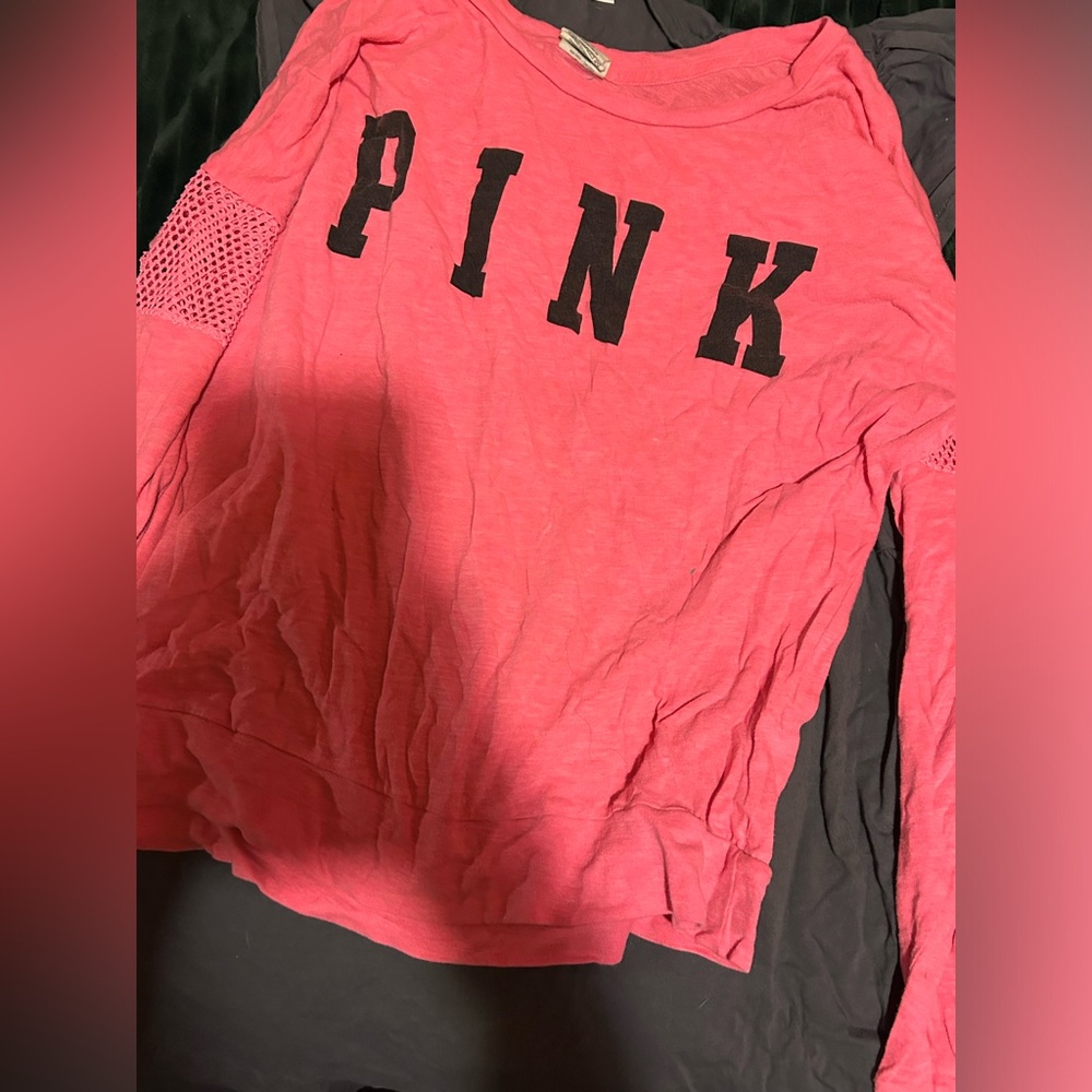 pink, mesh on sleeves